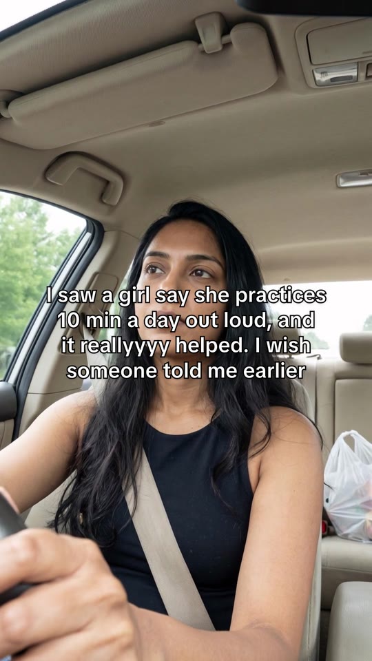 Screen tutorial for Heardy, the hook: Priya, an AI creator, in her car with a caption